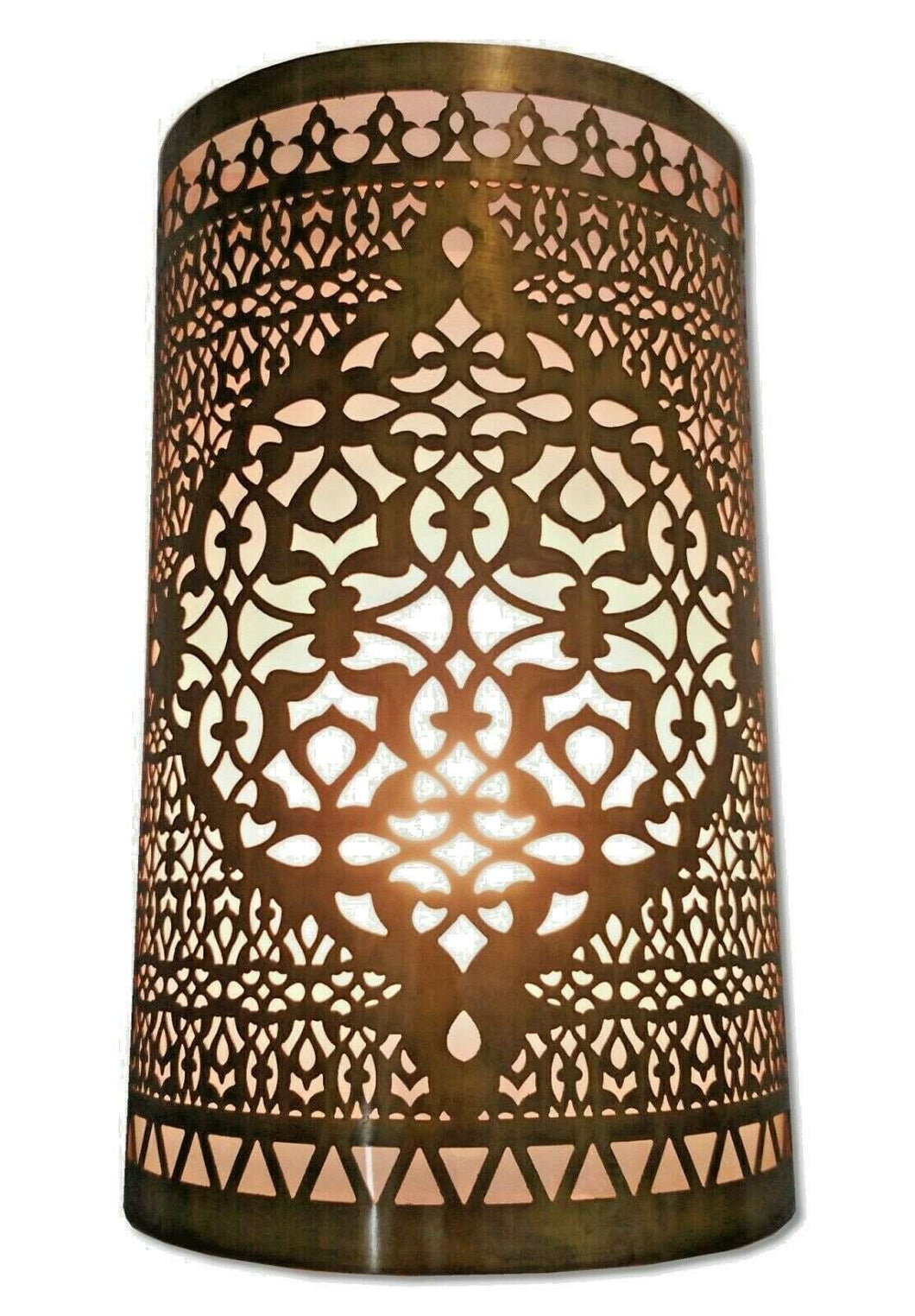 B297 Awesome Moroccan Oriental Handmade Brass Wall Decor LED Light Sconce