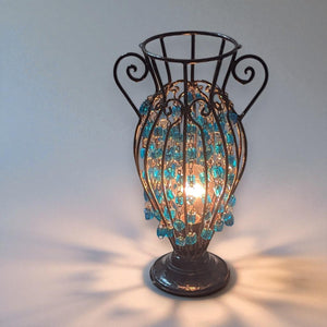 B303 Wrought Iron Blue Bead Table & Floor Lamp Decorative Ambient Lighting 12.6″