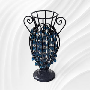 B303 Wrought Iron Blue Bead Table & Floor Lamp Decorative Ambient Lighting 12.6″