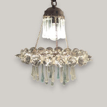 Load image into Gallery viewer, B305 Mid-Century Vintage Glass Teardrops Silver Pendant Chandelier Crystal Look