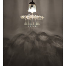 Load image into Gallery viewer, B305 Mid-Century Vintage Glass Teardrops Silver Pendant Chandelier Crystal Look