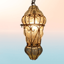 Load image into Gallery viewer, B48LG Large Wrought Iron Vintage Hanging Clear Glass Mouth-blown Lantern/Lamp