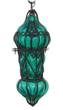 Load image into Gallery viewer, B48R Mouth-Blown Clear Glass Wrought Iron French Style Hanging Lamp