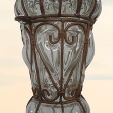 Load image into Gallery viewer, B48LG Large Wrought Iron Vintage Hanging Clear Glass Mouth-blown Lantern/Lamp