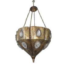 Load image into Gallery viewer, BR276 Vintage Conical Brass Pendant Light with Crystal Accents – Two-Tier Design