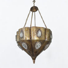 Load image into Gallery viewer, BR276 Vintage Conical Brass Pendant Light with Crystal Accents – Two-Tier Design