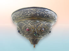 Load image into Gallery viewer, BR283 Museum-Quality Handcrafted Brass Wall Sconce – A Masterpiece of Artisanal Metalwork with Decorative Gemstones