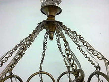 Load image into Gallery viewer, BR285 Handmade Brass Chandelier 8 Bulb-Shaped Shades Pierced Metal Pendant Light