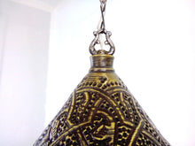 Load image into Gallery viewer, BR338 Brass Moroccan Style Hanging Lamp14&quot; Light Fixture w/ RED BEADS