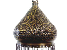 Load image into Gallery viewer, BR338 Brass Moroccan Style Hanging Lamp14&quot; Light Fixture w/ RED BEADS