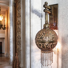 Load image into Gallery viewer, BR359 Exquisite Handmade Brass Moroccan Wall Sconce Luxury Ball Pendant Light