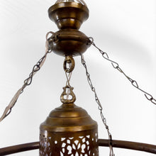 Load image into Gallery viewer, BR372 Artisan Moroccan Chandelier – Hand-Etched Brass &amp; Chain Drape