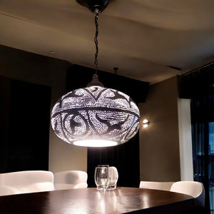 BR417R Silver Moroccan Pendant Lamp | Steel | Ready Hard-Wire - Decorative Light