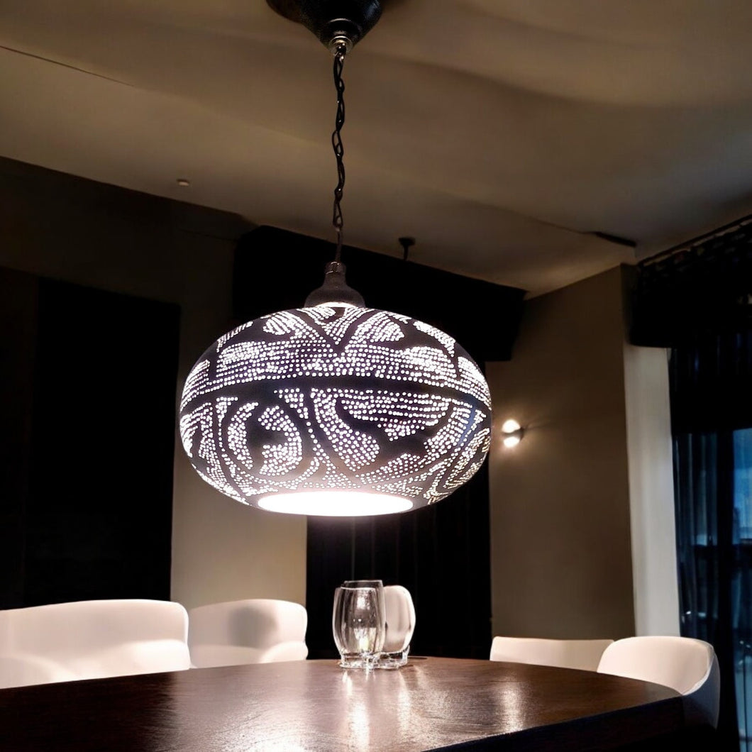 BR417R Silver Moroccan Pendant Lamp | Steel | Ready Hard-Wire - Decorative Light