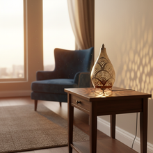 Load image into Gallery viewer, BR430 Handmade Silver Oriental Moroccan Décor Table Lamp Hand-Drilled Filigree