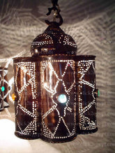 Load image into Gallery viewer, BR44 Unique Jeweled Brass Chandelier – Vintage-Inspired with Hand-Pierced Shades