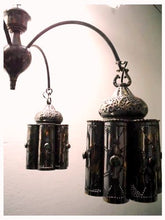 Load image into Gallery viewer, BR44 Unique Jeweled Brass Chandelier – Vintage-Inspired with Hand-Pierced Shades