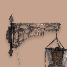 Load image into Gallery viewer, BR457 Antique Brass Moroccan/Islamic Wall Lamp Jeweled Hexagonal Pierced Lantern