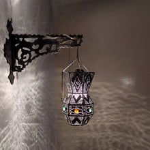 Load image into Gallery viewer, BR457 Antique Brass Moroccan/Islamic Wall Lamp Jeweled Hexagonal Pierced Lantern