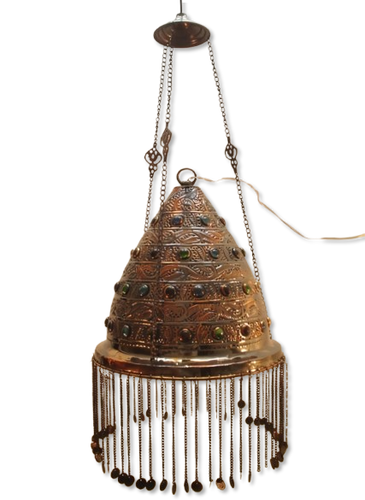 BR75 Antique-Style Brass Lampshade with Oxidized Copper Finish Intricate Design