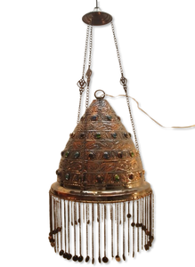 BR75 Antique-Style Brass Lampshade with Oxidized Copper Finish Intricate Design