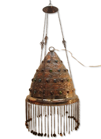 BR75 Antique-Style Brass Lampshade with Oxidized Copper Finish Intricate Design