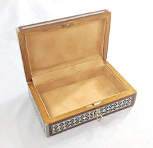 Load image into Gallery viewer, J100 Mother of Pearl Mosaic Trinket Egyptian Rectangular Velvet Jewelry Box