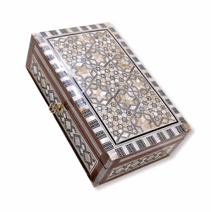 J102 Mother of Pearl Mosaic Trinket Egyptian Rectangular Velvet Jewelry Box