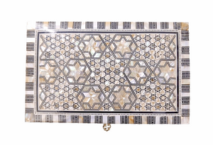 J102 Mother of Pearl Mosaic Trinket Egyptian Rectangular Velvet Jewelry Box