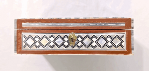 J102 Mother of Pearl Mosaic Trinket Egyptian Rectangular Velvet Jewelry Box