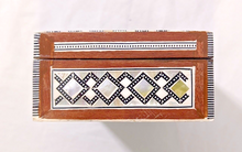 Load image into Gallery viewer, J102 Mother of Pearl Mosaic Trinket Egyptian Rectangular Velvet Jewelry Box
