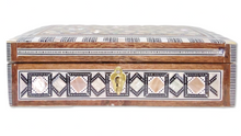 Load image into Gallery viewer, J106 Mother Of Pearl Mosaic Chest Egyptian Rectangular Jewelry Box With Key Lock