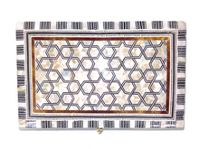 Load image into Gallery viewer, J106 Mother Of Pearl Mosaic Chest Egyptian Rectangular Jewelry Box With Key Lock