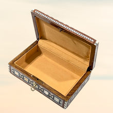 Load image into Gallery viewer, J109 Mother of Pearl Mosaic Egyptian Chest – Rectangular Jewelry Box with Lock