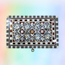 Load image into Gallery viewer, J110 Mother of Pearl Brown Egyptian Chest – Rectangular Jewelry Wood Box