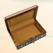 Load image into Gallery viewer, J110 Mother of Pearl Brown Egyptian Chest – Rectangular Jewelry Wood Box