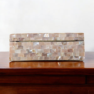 J113 Handcrafted Egyptian Mosaic Mother of Pearl Wooden Jewelry Box Velvet Lined