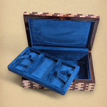 Load image into Gallery viewer, J119 Zigzag Inlay Wooden Jewelry Box Mother of Pearl &amp; Tortoiseshell With Keylock