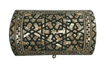 Load image into Gallery viewer, J42 Gorgeous Mother of Pearl Mosaic Trinket Egyptian Bombe Bombay Jewelry Box