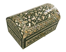 Load image into Gallery viewer, J42 Gorgeous Mother of Pearl Mosaic Trinket Egyptian Bombe Bombay Jewelry Box