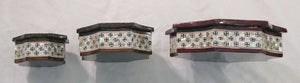 J78 Gorgeous Mother of Pearl Mosaic Egyptian Brown Jewelry Boxes Set of Three