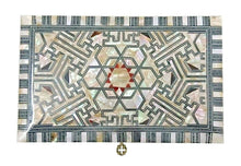 Load image into Gallery viewer, J96 Mother of Pearl Mosaic Trinket Egyptian Rectangular Velvet Jewelry Box