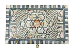 J96 Mother of Pearl Mosaic Trinket Egyptian Rectangular Velvet Jewelry Box