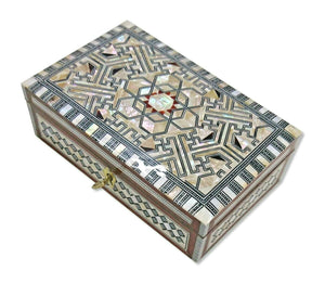 J96 Mother of Pearl Mosaic Trinket Egyptian Rectangular Velvet Jewelry Box