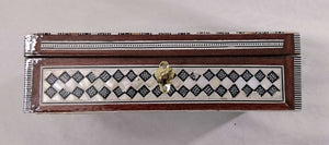 J96 Mother of Pearl Mosaic Trinket Egyptian Rectangular Velvet Jewelry Box