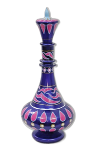 LJ248 Jeanie Genie Hand-Paint Mouth-Blown Glass Blue Pink Dream Bottle