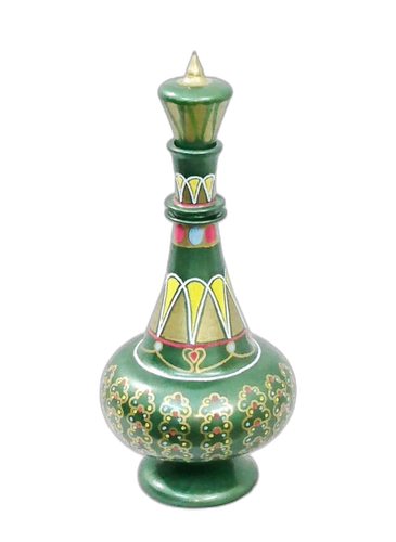 LJ90 Hand Painted Mouth-Blown Glass Second Season Green Jeanie Genie Bottle