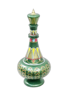 LJ90 Hand Painted Mouth-Blown Glass Second Season Green Jeanie Genie Bottle