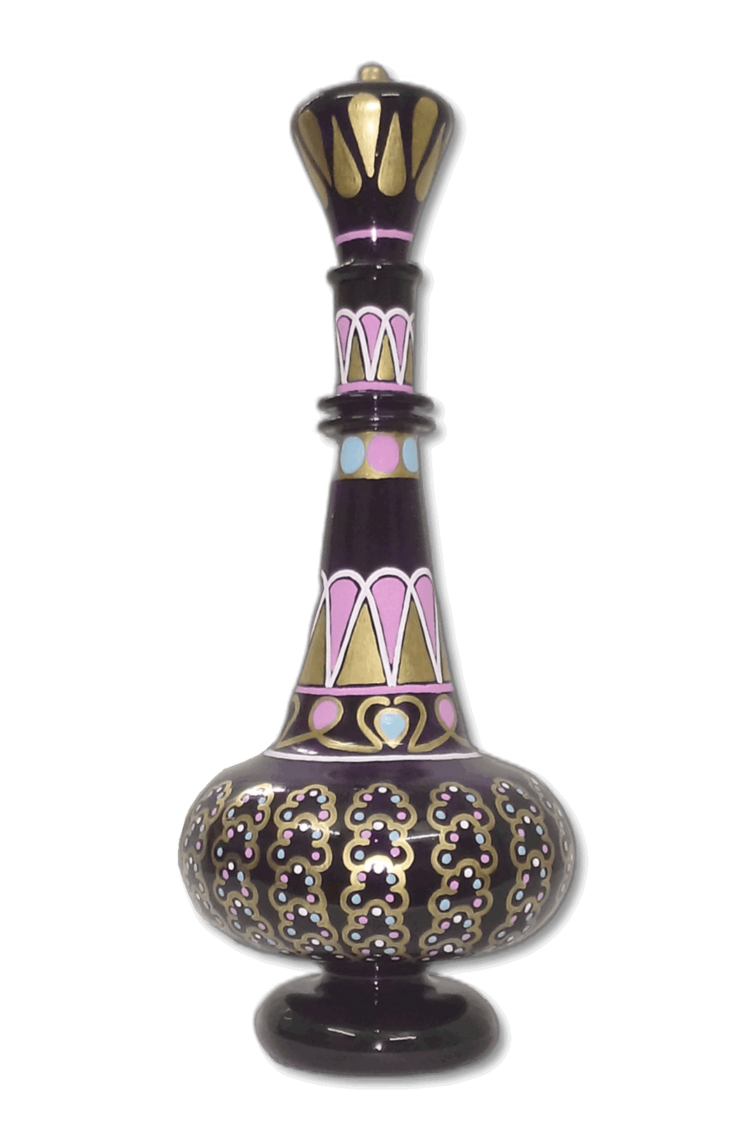 LJ414 Hand Painted Mouth-Blown Glass Transparent Purple Mulberry Jeanie Bottle