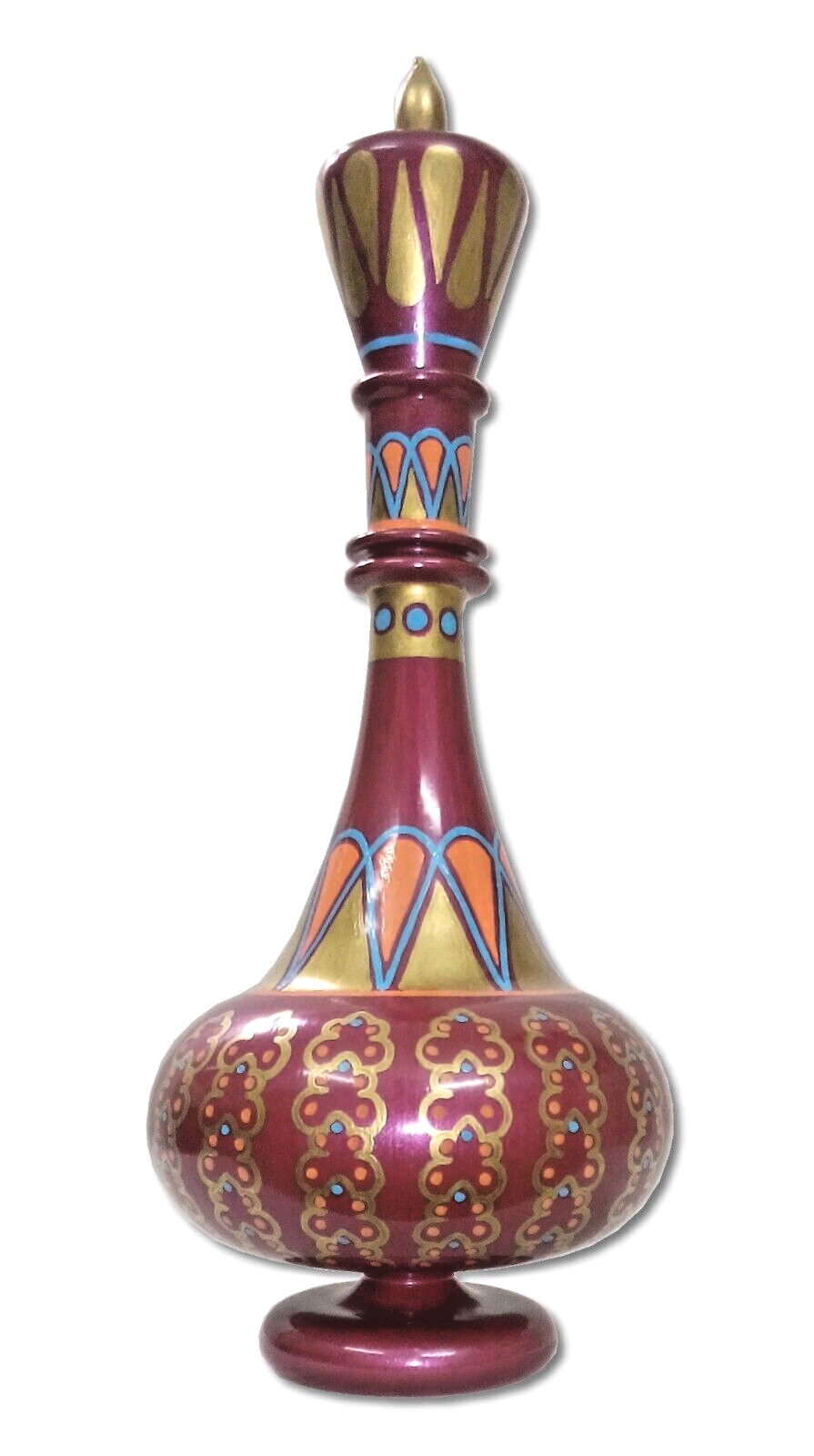 LT150 Jeannie Genie Hand Painted Mouth-Blown Glass Burgundy Dream Bottle